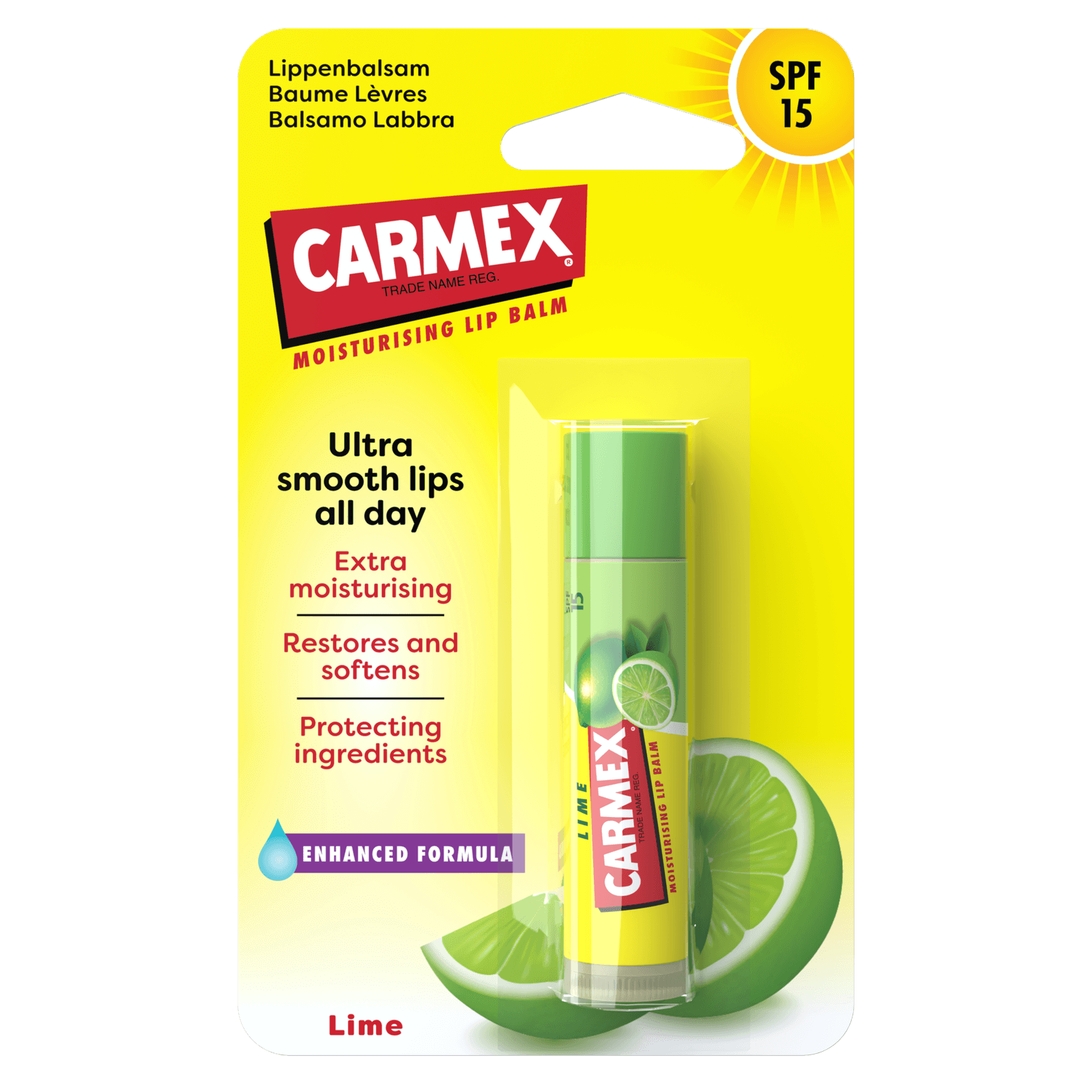 Carmex Lime Stick SPF 15 nella confezione