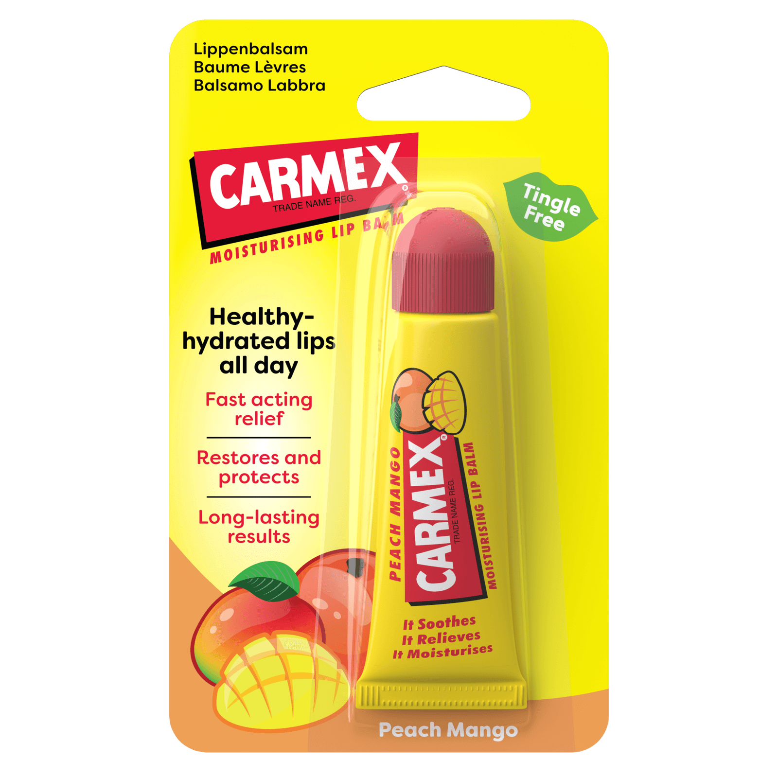 Carmex Peach / Mango Tube nella confezione