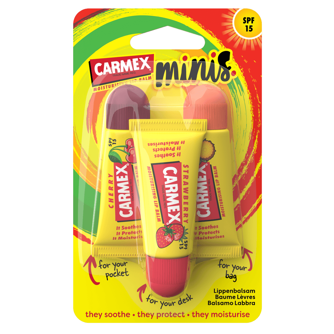 CARMEX MINIS 3-PACK TUBES SPF15